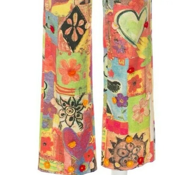 MOSCHINO Italian 42 Jeans Linen Pants Crochet Detail Multicolor M USA Sz 8 30 - Picture 11 of 13